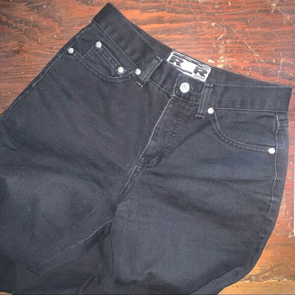 R4R Rave 4 Real Vintage Flare Black High waisted Denim jeans - Picture 2 of 5